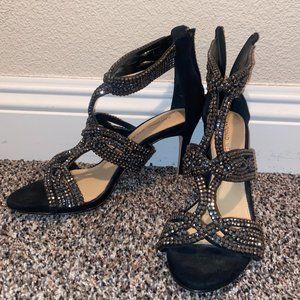 Black jeweled Heels